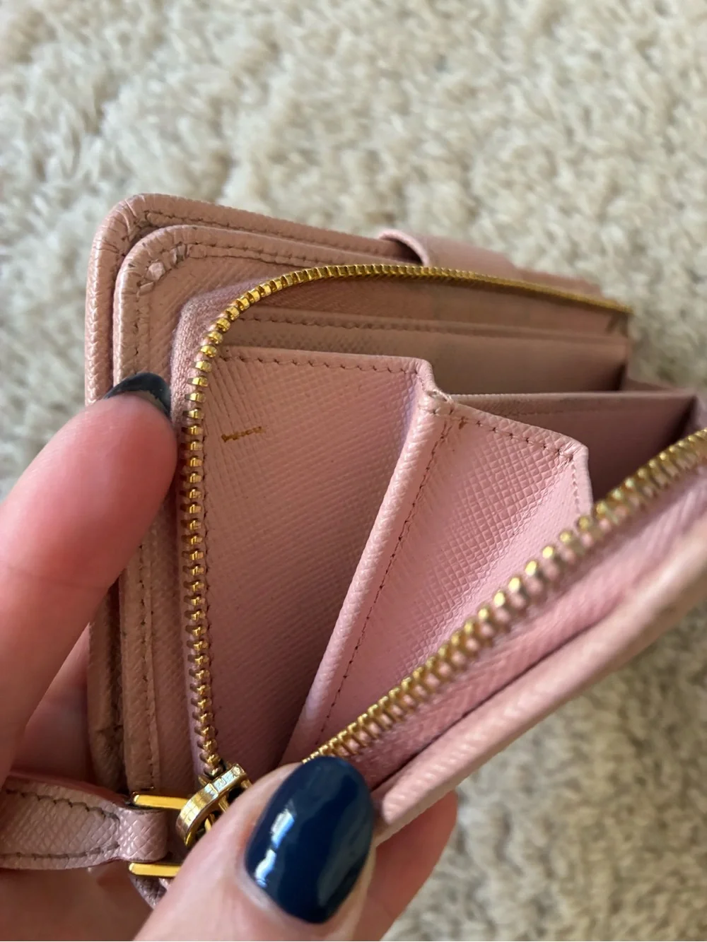 Prada pink saffiano leather wallet